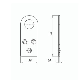 Проушина прямая, 2 мм, 70 х 30 мм, цинк Россия