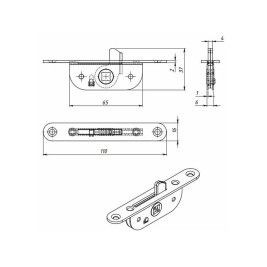 Завертка врезная ЗР2-2 с планкой